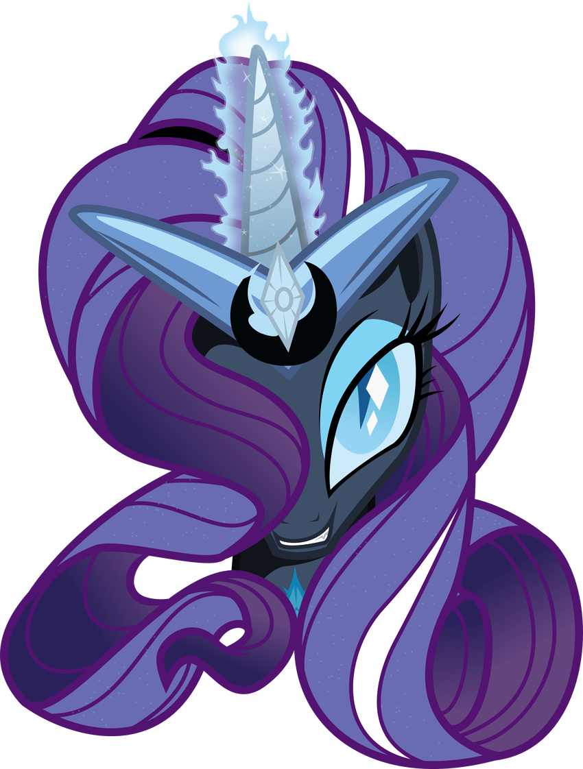 absurd_res alpha_channel blue_eyes brisineo cat_eyes crown diamond equine eyeshadow female feral friendship_is_magic gem grin hair hi_res horn horse looking_at_viewer makeup mammal my_little_pony necklace nightmare_rarity_(mlp) pony rarity_(mlp) slit_pupils smile solo sparkles two_tone_hair unicorn vector