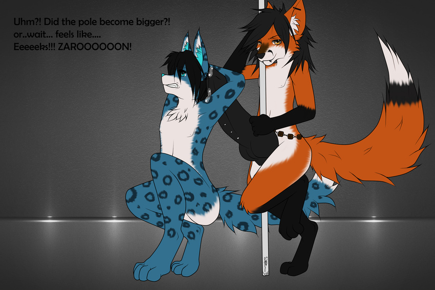 black_penis butt canine cute dancing duo feline fox gay girly huge_penis hybrid hyper leopard male mammal penis precum raised_tail shijan skyfly snolf snow_leopard wolf zaron