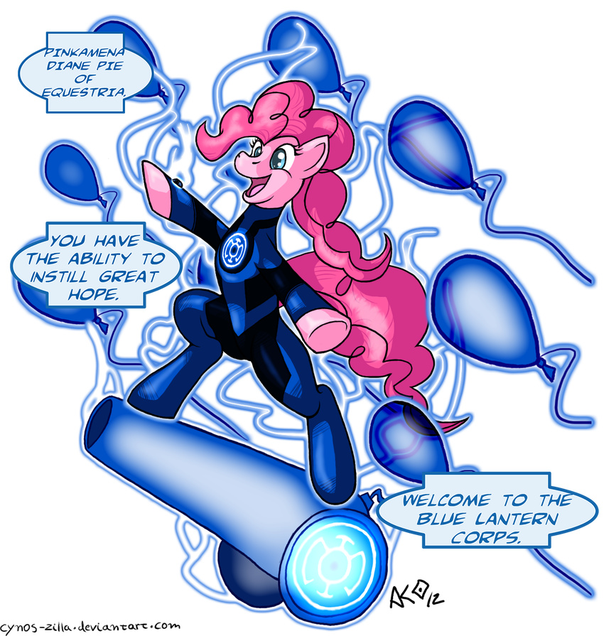 alpha_channel blue_lantern clothing crossover cynos-zilla english_text equine female feral friendship_is_magic fur green_lantern green_lantern_(series) hair horse mammal my_little_pony pink_fur pink_hair pinkie_pie_(mlp) plain_background pony ring signature smile solo text transparent_background