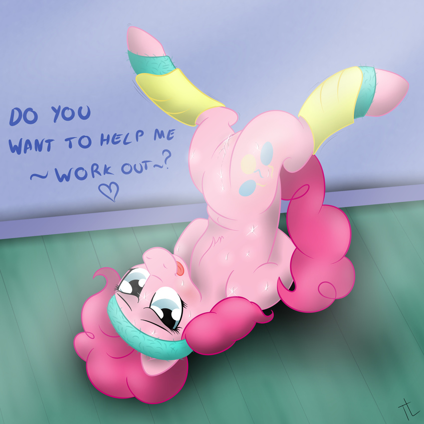 cum equine female feral flexible friendship_is_magic headband horse mammal my_little_pony pinkie_pie_(mlp) pony pussy pussy_juice signature solo sweat text thexiiilightning tongue tongue_out