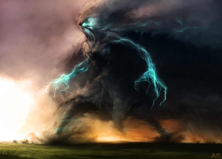ambiguous_gender destruction elemental kosa_zsolt lightning monster not_furry solo storm tornado where_is_your_god_now
