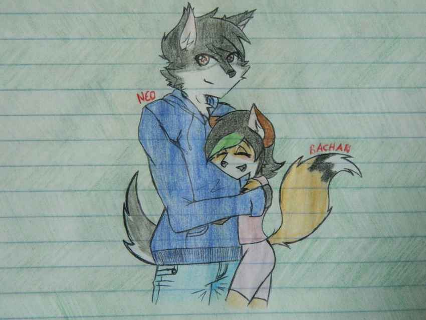 anthro bachan bachy canine chubby duo fox gay girly hi_res hug male mammal neo_wolf wolf