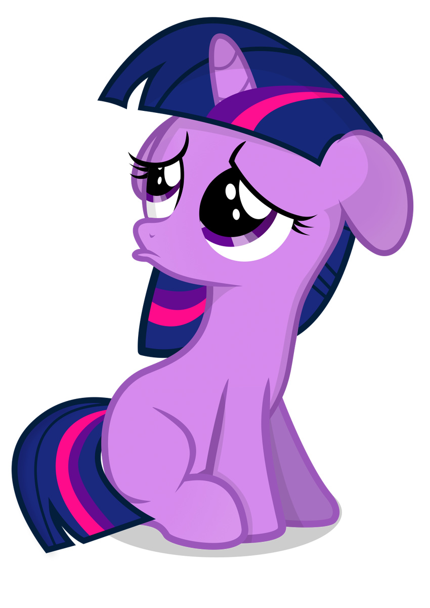 absurd_res alpha_channel coltsteelstallion equine female feral friendship_is_magic fur hair hi_res horn horse mammal multi-colored_hair my_little_pony plain_background pony pout pouting purple_eyes purple_fur sitting solo transparent_background twilight_sparkle_(mlp) unicorn young