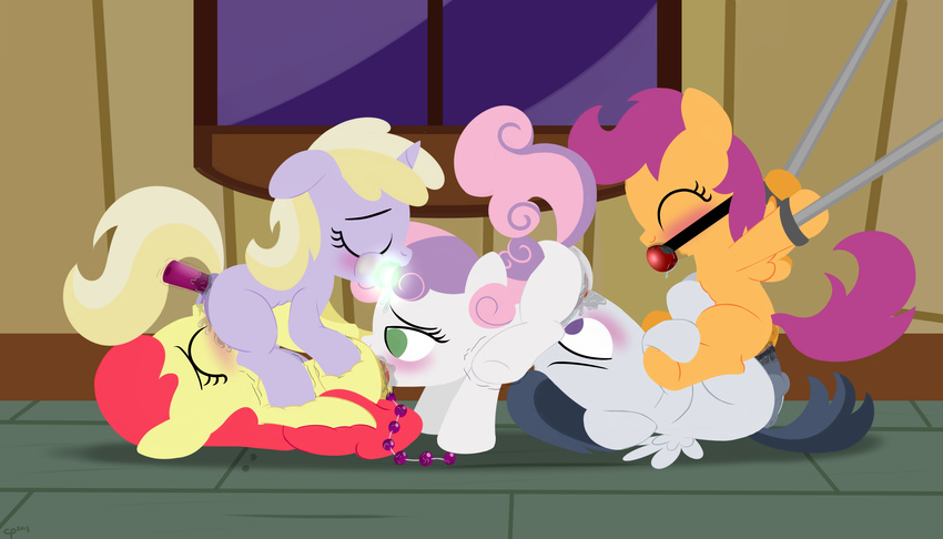 absurd_res anal anal_beads anal_insertion anal_penetration apple_bloom_(mlp) ball_gag bdsm bisexual blonde_hair blue_hair bondage bound cowgirl_position cub cum cum_in_pussy cum_inside cunnilingus cutie_mark_crusaders_(mlp) dildo dinky_hooves_(mlp) dtcx97 equine eyes_closed female feral feral_on_feral friendship_is_magic gag gagged green_eyes group group_sex hair hi_res horn hornjob horse insertion lesbian lying male mammal my_little_pony on_back on_top oral oral_sex pegasus penetration penis pink pink_hair pony purple_eyes purple_hair pussy pussy_juice red_hair rumble_(mlp) scootaloo_(mlp) sex sex_toy straddling straight sucking sweetie_belle_(mlp) toony two_tone_hair unicorn vaginal vaginal_penetration wings young