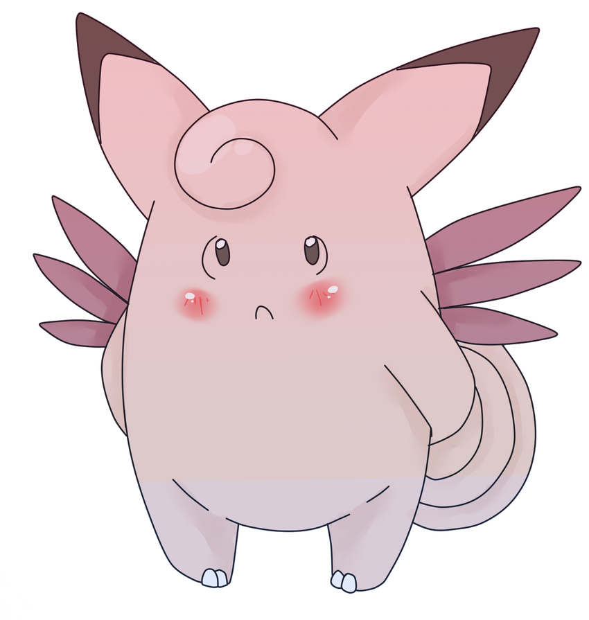 arms_behind_back blush clefable cute foreverdaydream frown looking_at_viewer nintendo pok&#233;mon pok&eacute;mon solo standing translucent video_games wings