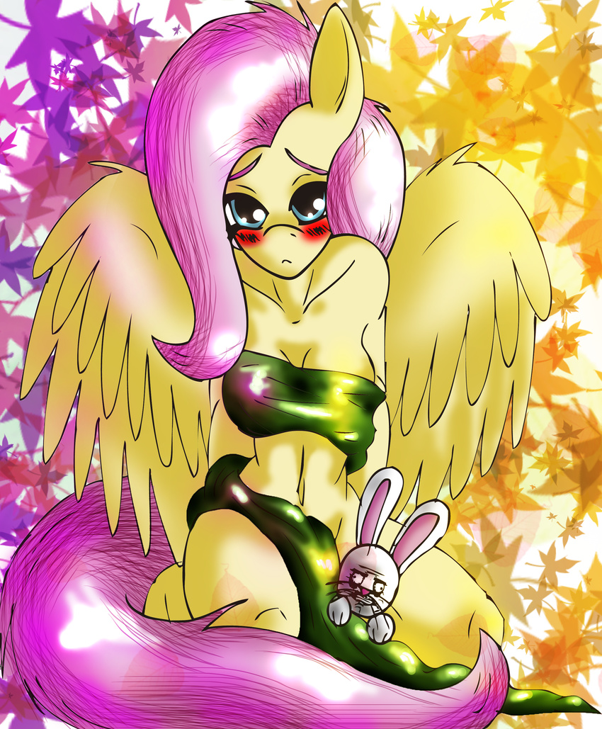 abstract_background angel_(mlp) anthro anthrofied blue_eyes duo equine female friendship_is_magic fur hair horse kneeling lagomorph looking_at_viewer mammal me_gusta meme my_little_pony pegasus pink_hair pony rabbit wings yellow_fur