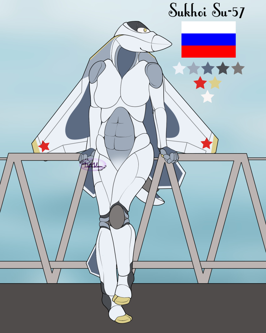 4:5 adopt aircraft breasts female hi_res living_aircraft living_machine machine nude solo standing su-57 sukhoi tabaticbloom