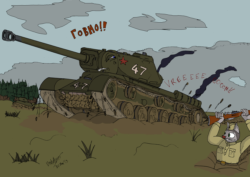 female male military mosin_nagant mud panzerschreckleopard ranged_weapon russia soviet soviet_union stuck tank ussr vehicle weapon world_war_2