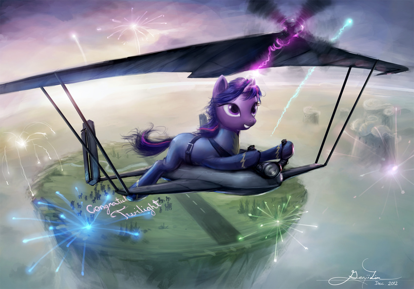 bodysuit equine female feral fireworks friendship_is_magic genjilim glider hair horn horse magic mammal multi-colored_hair my_little_pony pony propeller purple_eyes signature skinsuit twilight_sparkle_(mlp) unicorn wonderbolts_(mlp)