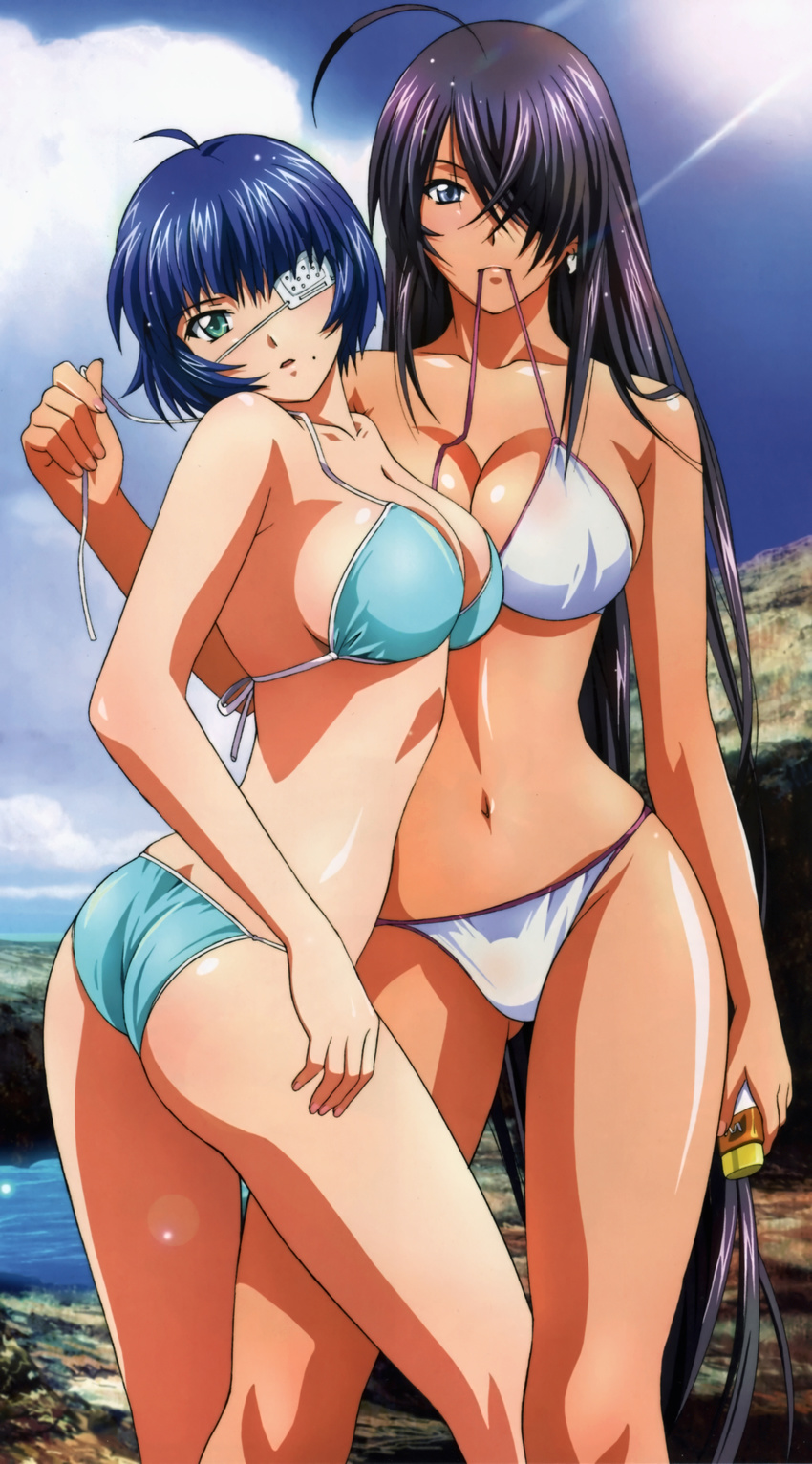 bikini cleavage eyepatch ikkitousen kanu_unchou ryomou_shimei swimsuits