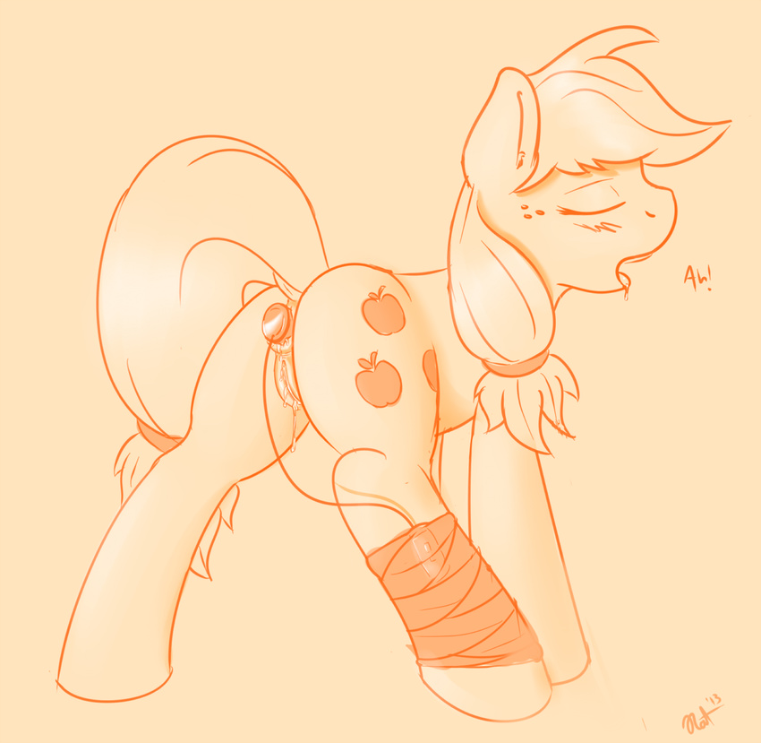 2013 anal anal_insertion anal_masturbation anal_penetration anus applejack applejack_(mlp) blush butt cutie_mark dildo dripping drooling english_text equine eyes_closed female feral freckles friendship_is_magic hair horse insertion mammal masturbation my_little_pony open_mouth orange_background penetration plain_background pony pussy pussy_juice raised_tail ratofdrawn ratofponi saliva sex_toy signature solo text tongue vibrator