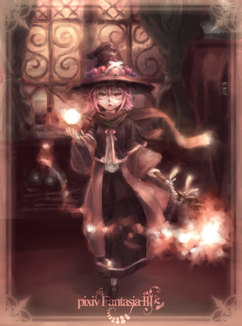 bad_id bad_pixiv_id copyright_name hat highres madaragi orb pink_eyes pixiv_fantasia pixiv_fantasia_3 robe solo witch witch_hat