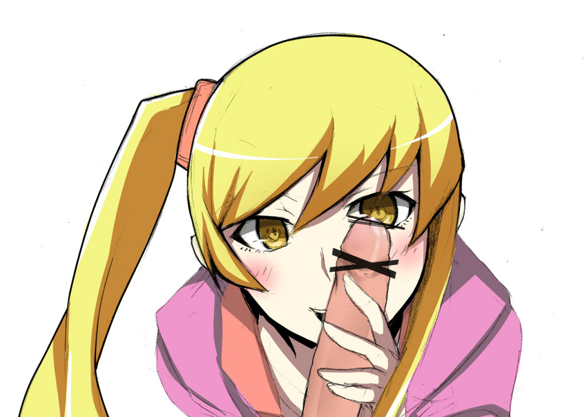 a.ringo bakemonogatari blonde_hair blush censored monogatari_(series) oshino_shinobu penis shinobu_oshino yellow_eyes