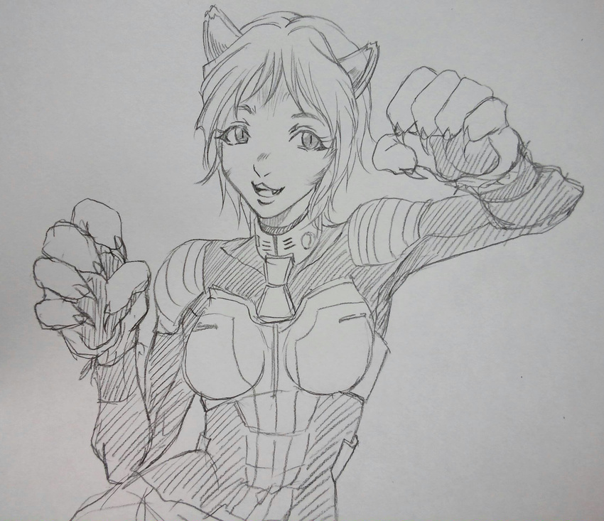 1girl animal_ears artist_request cat_ears highres paws sandra_hoffman solo terra_formars translation_request