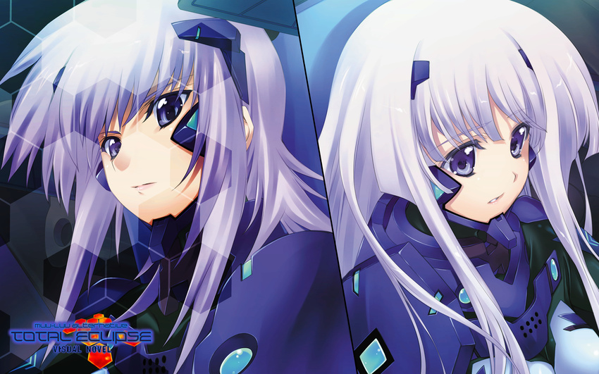 1920x1200 blue_eyes cryska_barchenowa highres inia_sestina muvluv muvluv_alternative_total_eclipse pilot pilot_suit purple_hair wallpaper