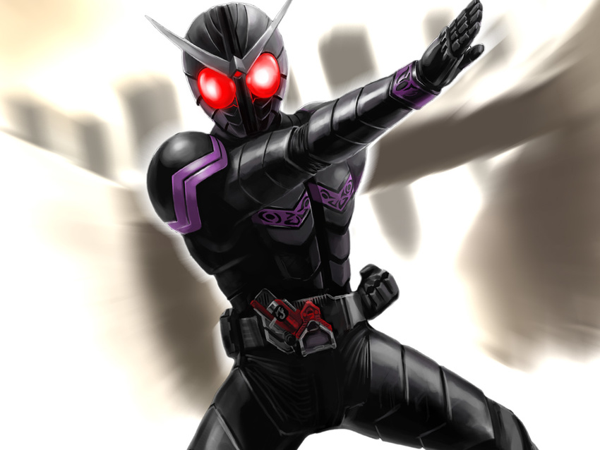 antennae belt glowing glowing_eyes kamen_rider kamen_rider_joker kamen_rider_w male_focus matchin pose solo