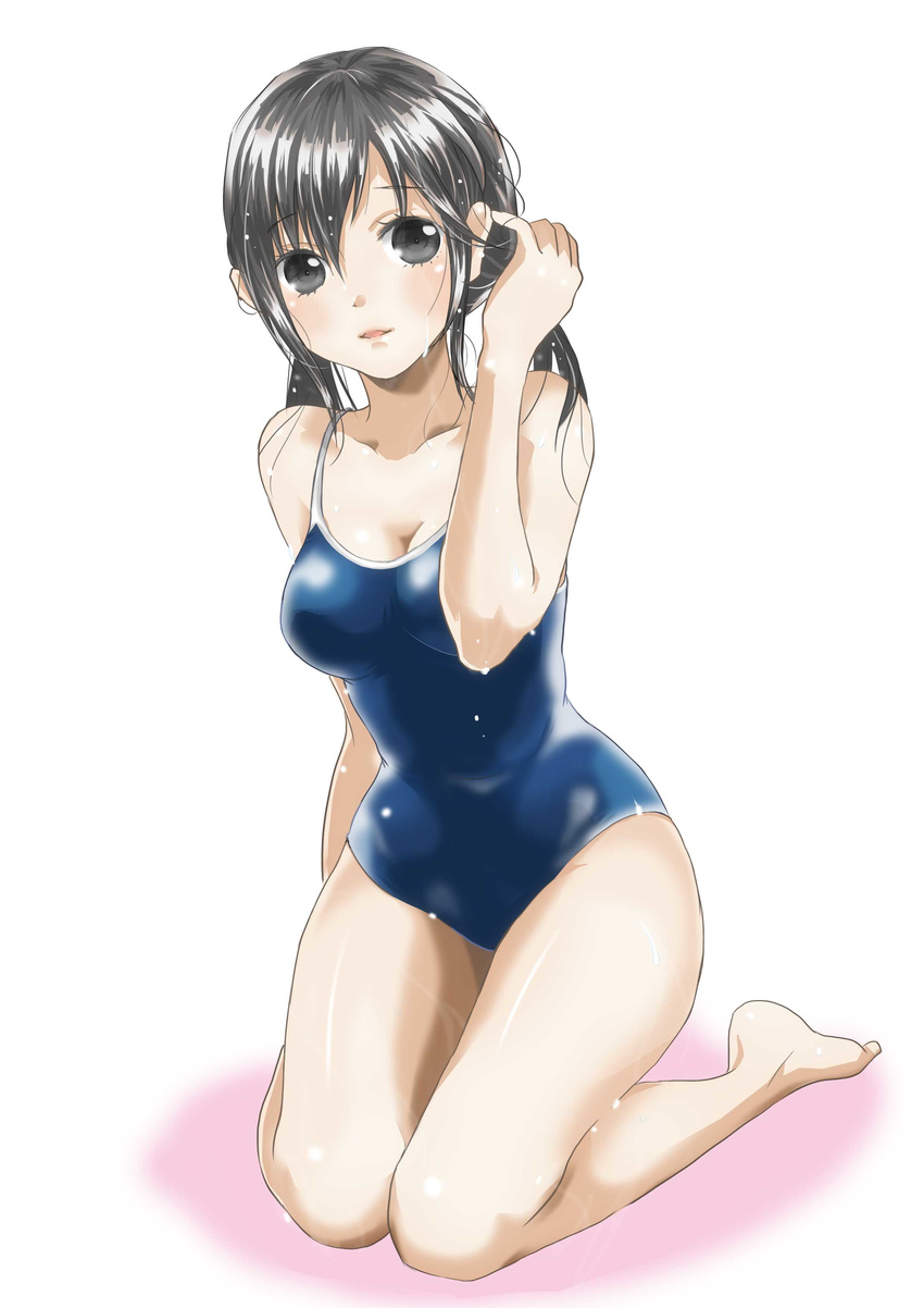absurdres bad_id bad_pixiv_id black_eyes black_hair highres long_hair one-piece_swimsuit original solo swimsuit twintails west_potato
