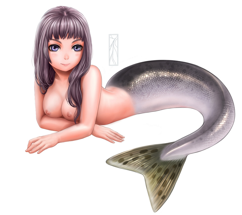 1girl breasts kotikomori mermaid monster_girl nipples tail
