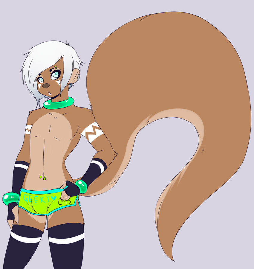 girly hair male mammal mustelid otter solo topless white_hair