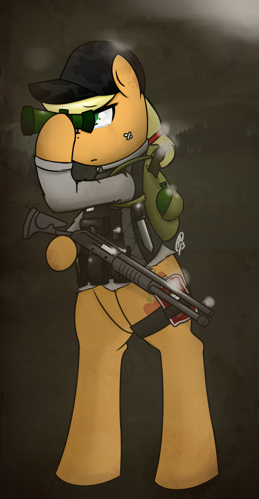 benelli_m1014 binoculars blood_bag dayz equine female friendship_is_magic gear green_eyes gun hair hairband hat horse knife m1014 mammal my_little_pony pony ppdraw ranged_weapon short_hair shotgun tactical_vest weapon weaver_rail