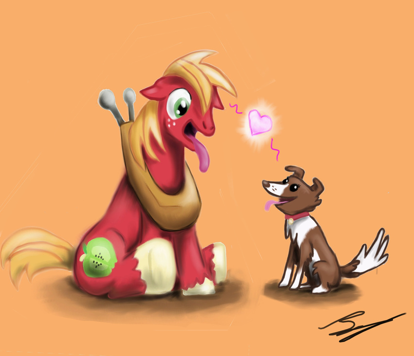 big_macintosh_(mlp) canine collar discorded dog duo equine europamaxima female feral friendship_is_magic horse male mammal my_little_pony pony tongue tongue_out winona_(mlp) yoke