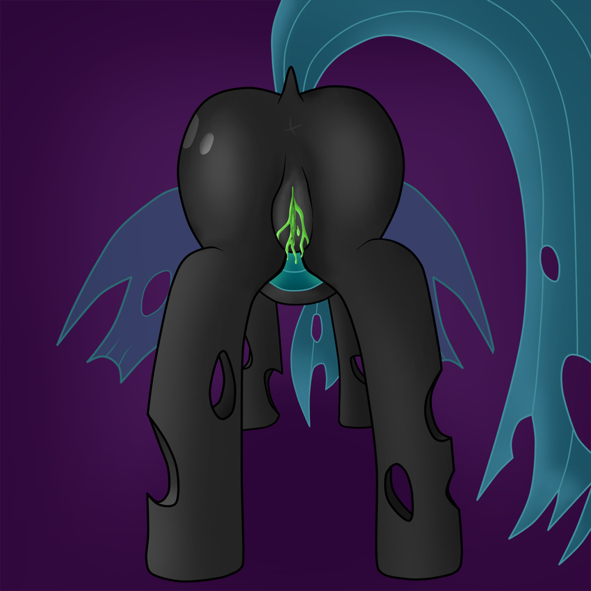 anus butt changeling equine female feral friendship_is_magic horse illusiveelusive mammal my_little_pony pony pussy queen_chrysalis_(mlp) solo wings