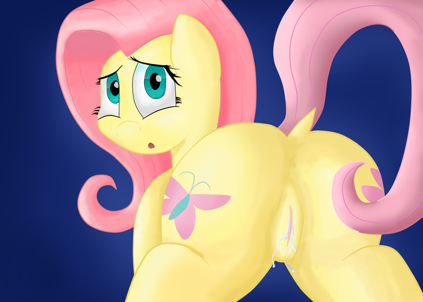 anus butt cutie_mark equine female feral fluttershy_(mlp) friendship_is_magic horse illusiveelusive looking_at_viewer mammal my_little_pony pony pussy pussy_juice solo