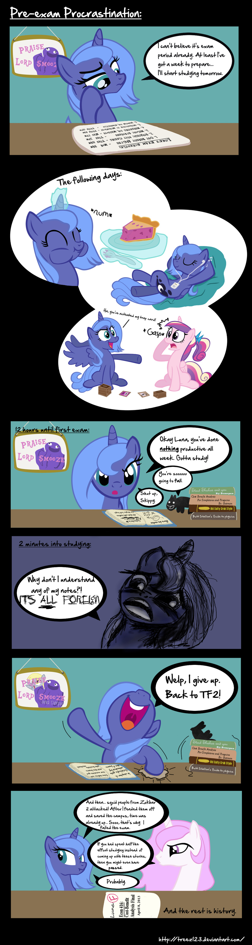apple_inc. bean_bag blonde_hair blue_eyes blue_hair book card chair comic cutie_mark derpy_hooves_(mlp) desk dialog duel english_text equine female feral fork friendship_is_magic fur grey_fur hair head_phones headphones horn horse ipod long_hair looking_at_viewer mammal multi-colored_hair my_little_pony open_mouth paper pegasus pie pie_crust pink_hair plain_background plate pony princess princess_cadance_(mlp) princess_celestia_(mlp) princess_luna_(mlp) purple_eyes royalty sigh table text tongue trading_cards treez123 unicorn winged_unicorn wings yellow_eyes young