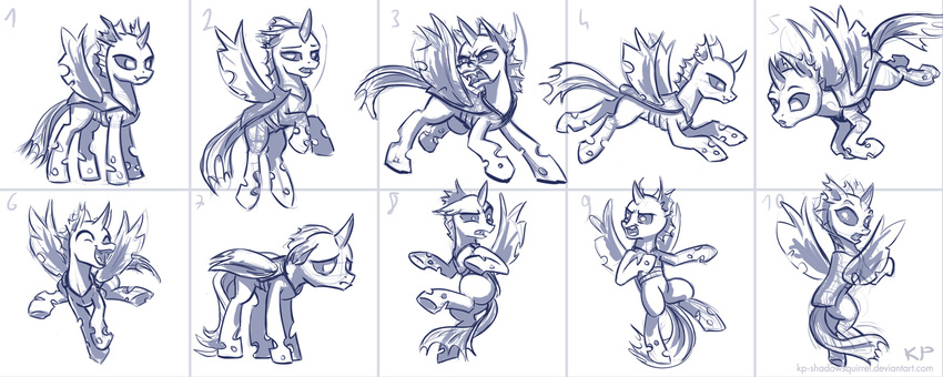 angry black_and_white changeling feral flying friendship_is_magic happy holes karol_pawlinski looking_back male monochrome my_little_pony plain_background sad sketch smile white_background wings