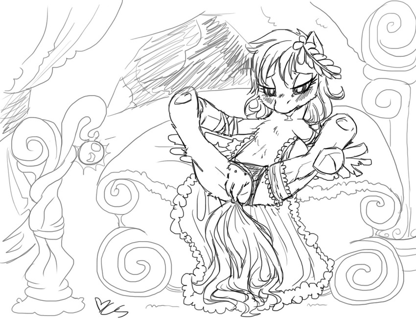 anatomically_correct anatomically_correct_pussy animal_genitalia black_and_white blush buttercup_saiyan dress equine equine_pussy female feral friendship_is_magic horse inside lying mammal monochrome my_little_pony on_back pegasus pony presenting presenting_pussy pussy rainbow_dash_(mlp) saliva signature sketch solo spread_legs spreading teats tongue tongue_out wings