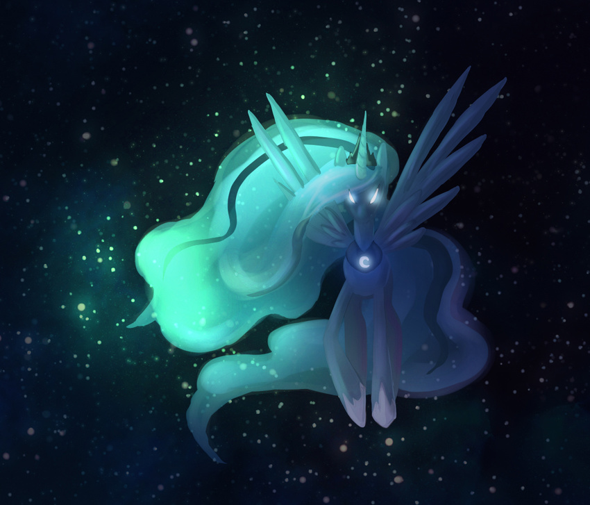 equine female feral friendship_is_magic glowing_eyes horn horse mammal my_little_pony pony princess princess_luna_(mlp) royalty solo winged_unicorn wings
