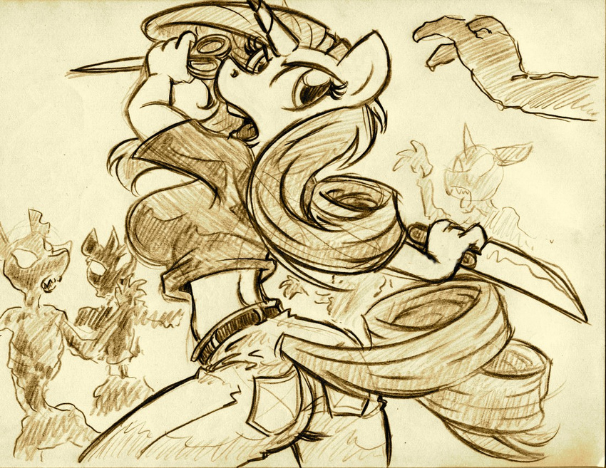 anthrofied butt clothed clothing equine female fight friendship_is_magic horn horse king-cheetah mammal my_little_pony pony rarity_(mlp) uncorn unicorn