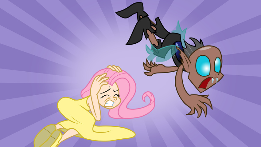 equine female feral fight fluttershy_(mlp) friendship_is_magic hi_res human humanized mammal my_little_pony trinityinyang wings