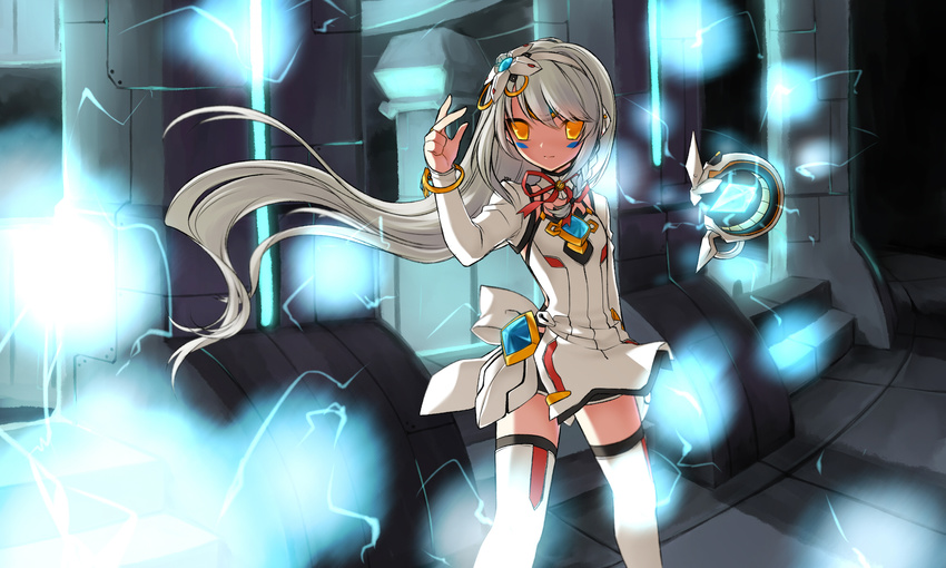 bow elsword eve_(elsword) meimone orange_eyes ribbons white_hair