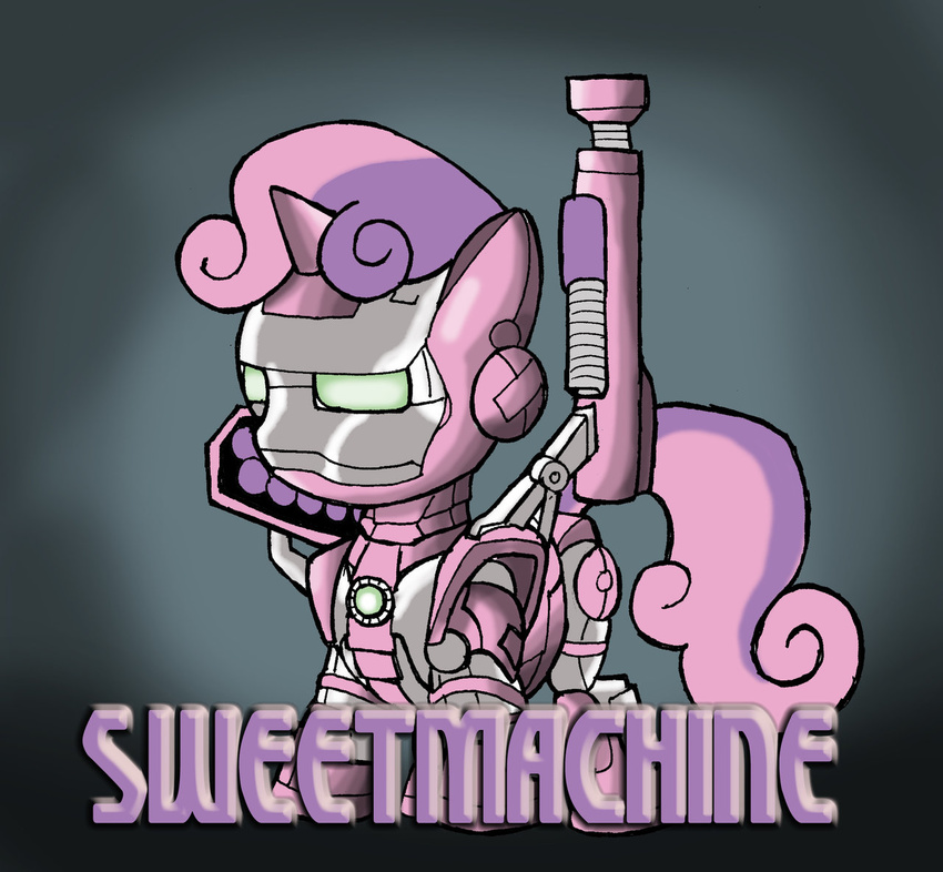 avengers english_text equine feral friendship_is_magic gun hair horn horse kenichi-shinigami machine mammal marvel mechanical my_little_pony ponification pony ranged_weapon robot shaded solo sweetie_belle_(mlp) text two_tone_hair unicorn war war_machine_(marvel) weapon