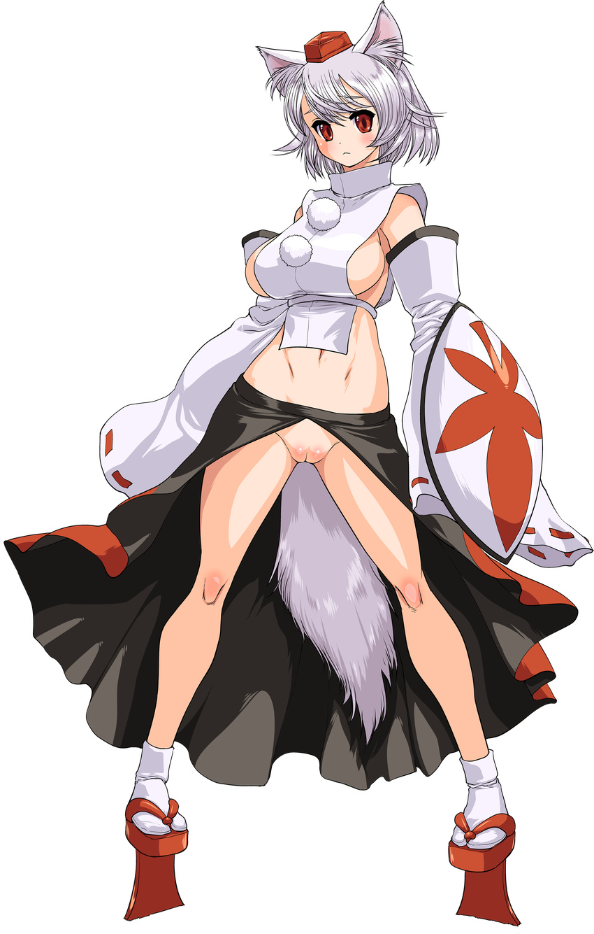absurdres animal_ears breasts cosine highres inubashiri_momiji large_breasts pussy red_eyes touhou uncensored white_hair