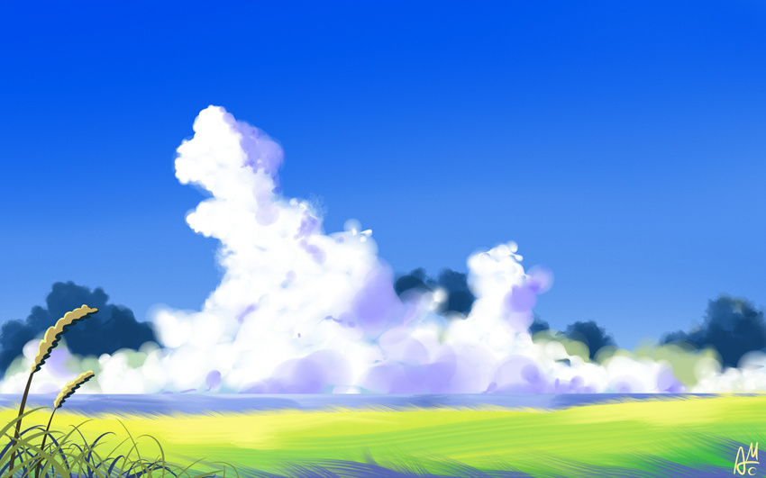clouds grass landscape mac_naut original scenic signed sky