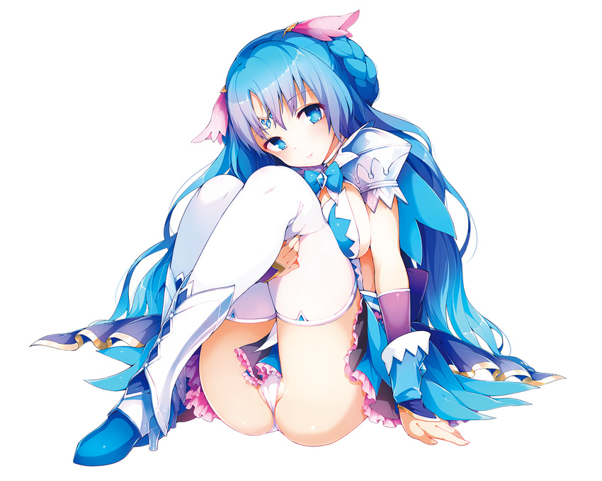 blue_hair long_hair panties pyon-kti tagme thighhighs underwear