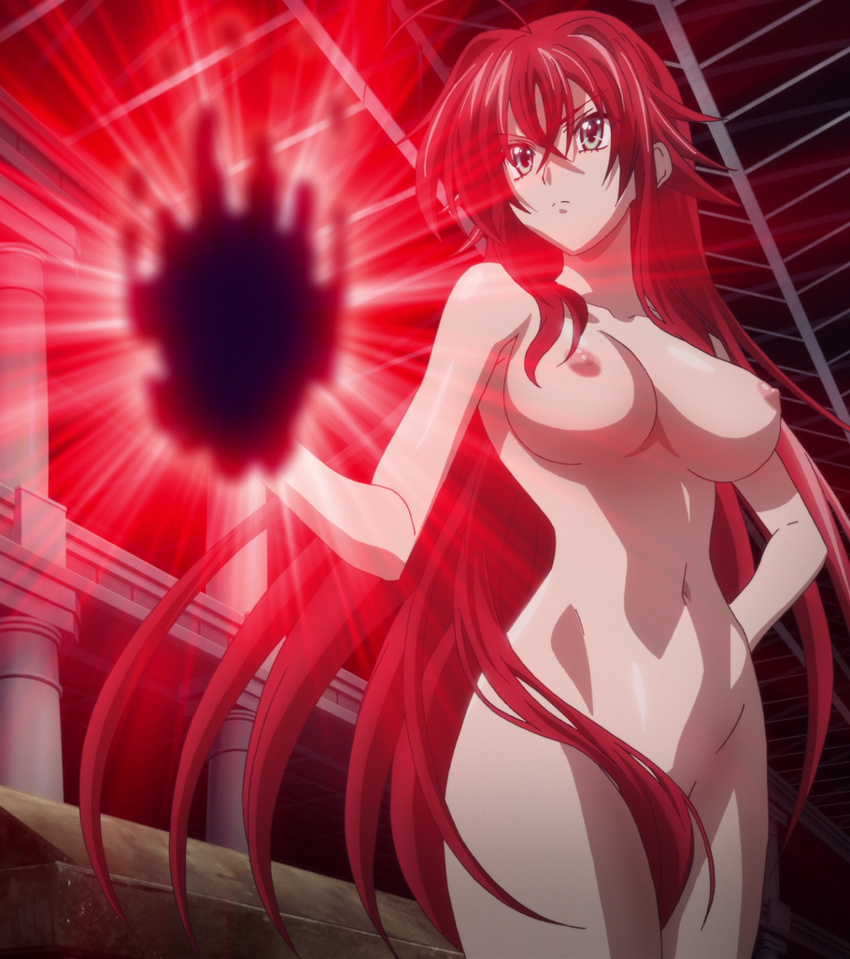 1girl breasts censored convenient_censoring high_school_dxd highres large_breasts long_hair nude red_hair rias_gremory solo standing very_long_hair
