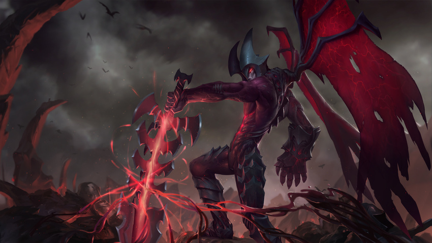 aatrox blood demon league legends of red skins sword war warrior weapon