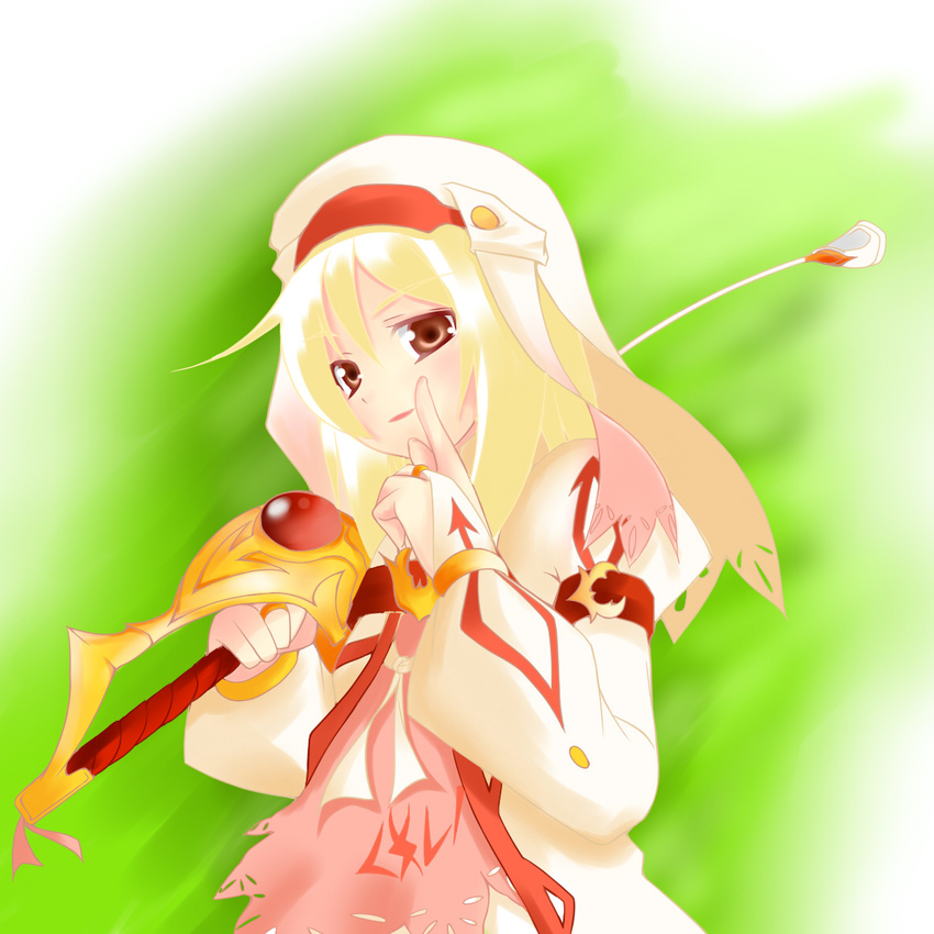 alice_(tales) bad_id bad_pixiv_id blonde_hair brown_eyes haru_(arser_doil) hat rapier saber_(weapon) short_hair smile sword tales_of_(series) tales_of_symphonia tales_of_symphonia_knight_of_ratatosk weapon