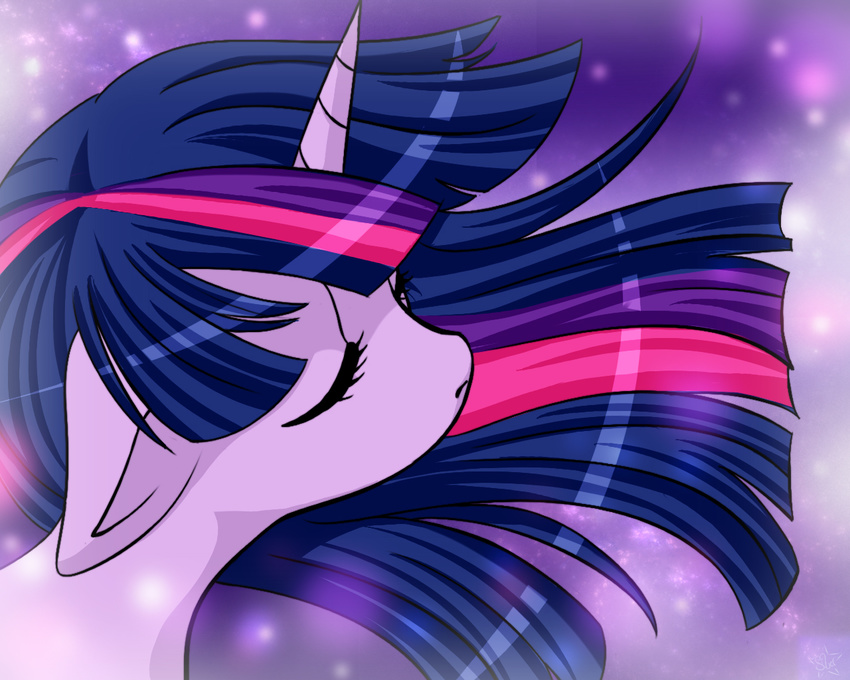 eyes_closed female friendship_is_magic hair horn horse mammal my_little_pony pony princesssilverglow purple_hair twilight_sparkle_(mlp) two_tone_hair unicorn