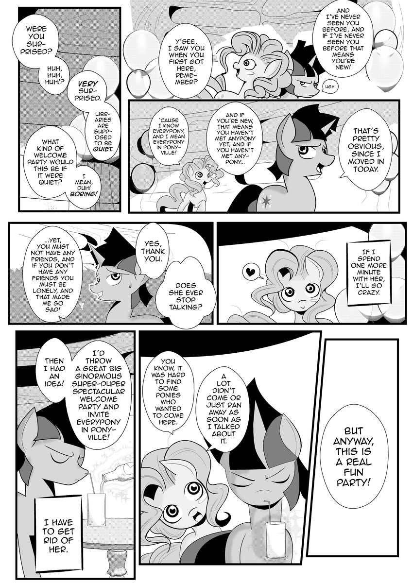 ballons balloon comic crossgender cutie_mark dialog dragon duo english_text equine female feral friendship_is_magic greyscale hair horn horse male mammal monochrome multi-colored_hair my_little_pony party pinkie_pie_(mlp) pony smile spike_(mlp) text twilight_sparkle_(mlp) unicorn xxangeluciferxx