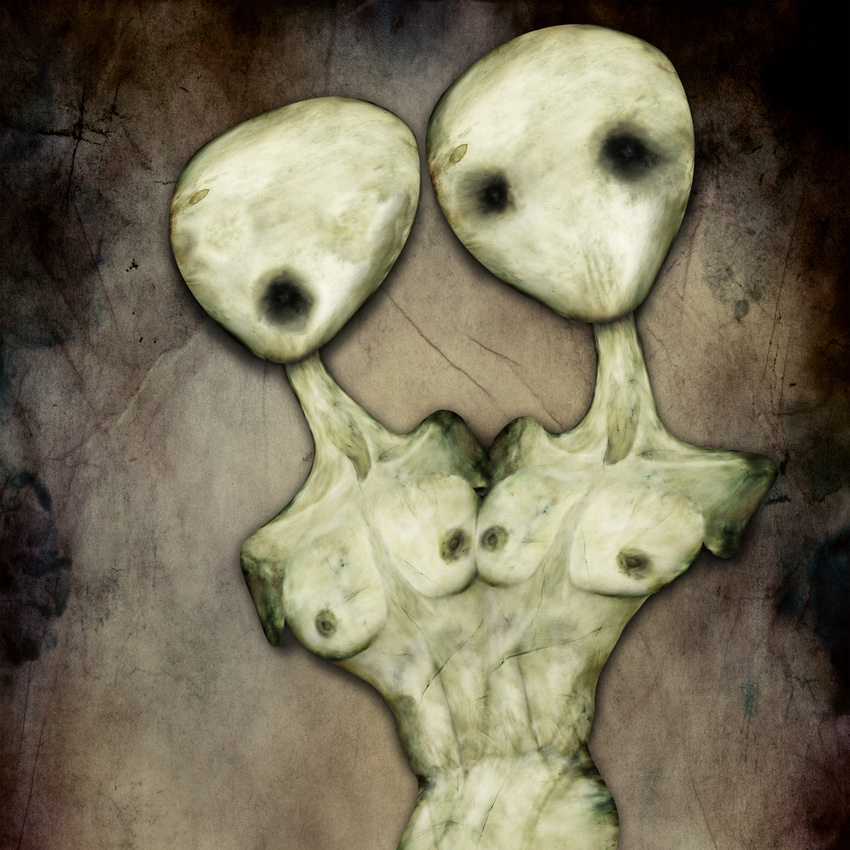 breasts corn_mouth cute female green_skin hi_res monster multi_head sibling twins where_is_your_god_now
