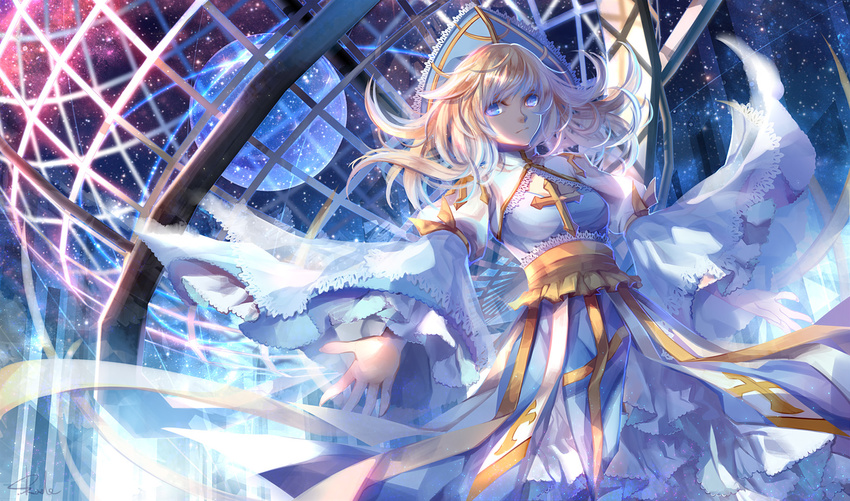 archbishop blonde_hair blue_eyes frills hat highres long_hair ragnarok_online skade solo