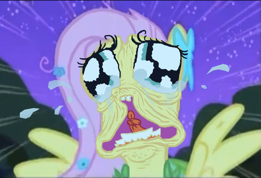 female feral fluttershy_(mlp) friendship_is_magic horse mammal my_little_pony nightmare_fuel pegasus pony porkcow solo what what_has_science_done wings