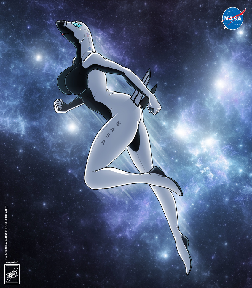 absurd_res aeromorph big_breasts black_skin breasts female flying hi_res lips living_aircraft living_machine long_legs nude red_lips sky smile solo space stars thighs walter_sache white_skin