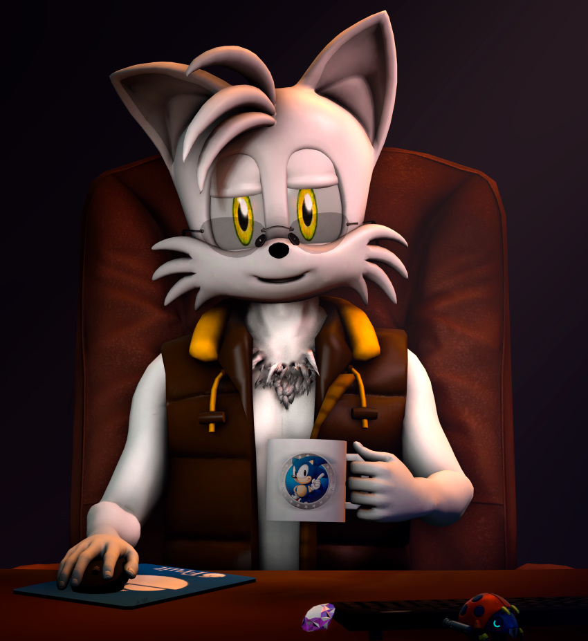 3d_(artwork) big_eyes big_head black_nose canine chek clothed clothing digital_media_(artwork) fox fur hair hi_res looking_at_viewer male mammal miles_prower simple_background solo sonic_(series) source_filmmaker white_fur