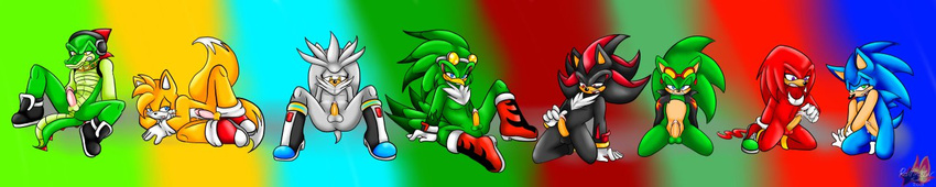 avian balls beak bird black black_fur blue_eyes blue_hair boots canine chaotix chest_tuft crocodile echidna erection eyewear fox fur gay gloves goggles green_body green_eyes green_scales hair hawk headphones hedgehog jet_the_hawk knuckles_the_echidna leather_jacket male mammal miles_prower muscles penis purple_eyes red_eyes reptile scalie scar scourge_the_hedgehog sega shadow_the_hedgehog silver_the_hedgehog sonic_(series) sonic_riders sonic_the_hedgehog sunglasses teeth tuft vector_the_crocodile yellow_eyes