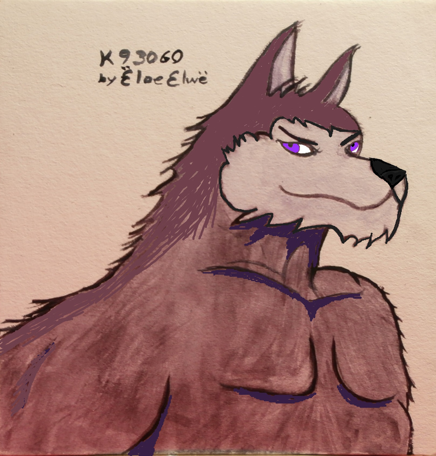 avatar bust canine purple/eyes smile violet/fur watercolor/digital wolf